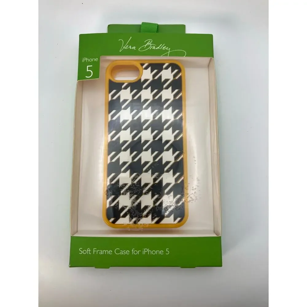 Vera Bradley iPhone 5 Soft Frame‎ Case Bittersweet Houndstooth White New in Box